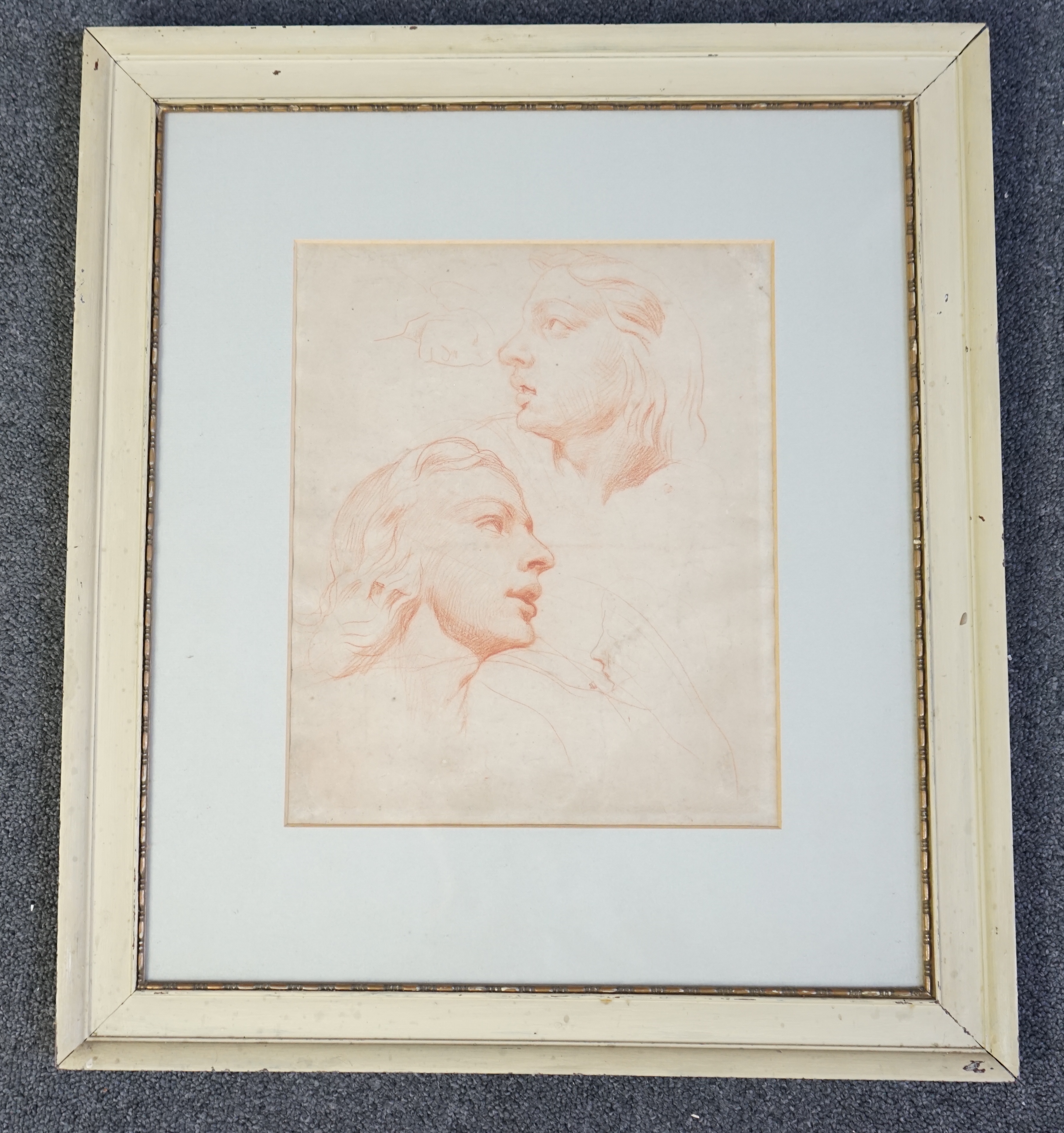 Alfred George Stevens (English, 1817-1875), Head studies, sepia chalk on paper, 30.5 x 25cm